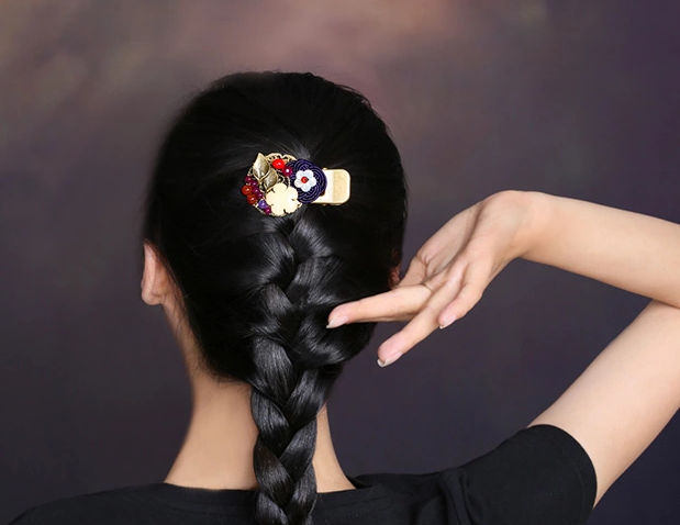 手工花朵鴨嘴夾發(fā)夾復古古典頭飾