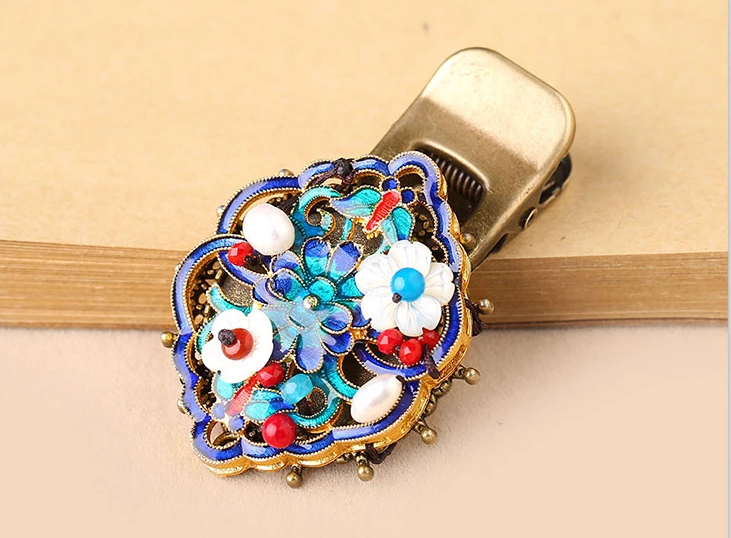 復(fù)古景泰藍(lán)發(fā)飾民族風(fēng)盤發(fā)發(fā)夾頭飾