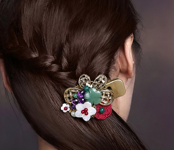 古風(fēng)金屬花朵發(fā)飾民族風(fēng)盤發(fā)發(fā)夾頭飾