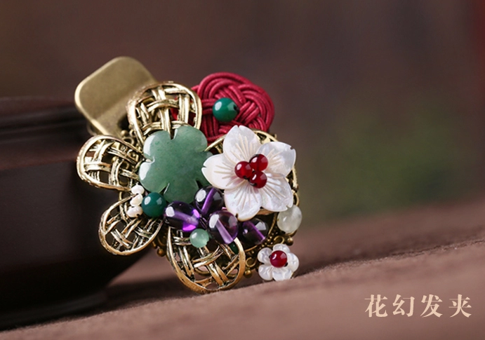 古風(fēng)金屬花朵發(fā)飾民族風(fēng)盤發(fā)發(fā)夾頭飾