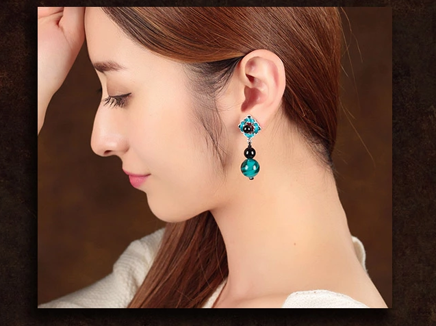 匠心啟航閱讀琉璃瑪瑙耳墜手工復古耳環(huán)首飾