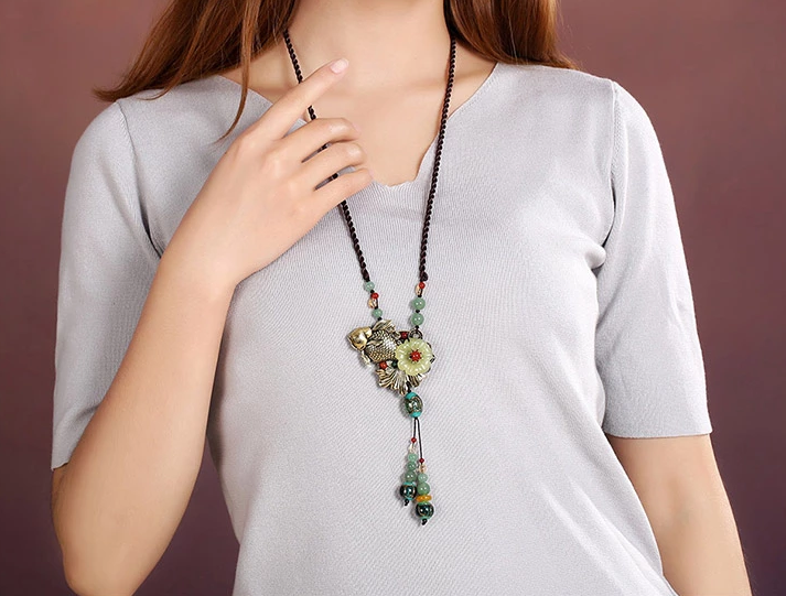 復(fù)古金屬魚簡約毛衣鏈項(xiàng)鏈