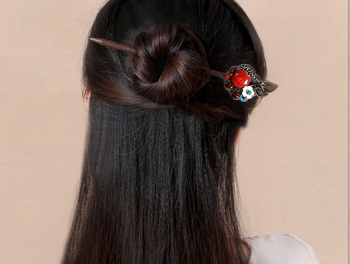 古典長(zhǎng)發(fā)發(fā)簪頭飾匠心啟航閱讀木簪子