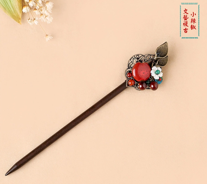 古典長(zhǎng)發(fā)發(fā)簪頭飾匠心啟航閱讀木簪子