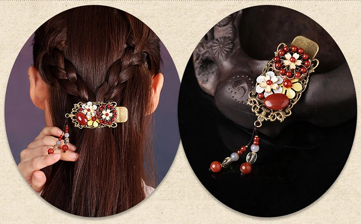 匠心啟航閱讀紅色發(fā)夾古典民族風(fēng)頭飾