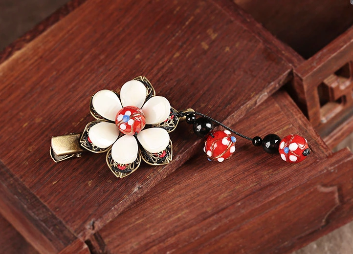 古風(fēng)古典貝殼發(fā)夾，小花朵清新頭飾