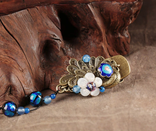 匠心啟航閱讀古典孔雀發(fā)夾復(fù)古鴨嘴夾頭飾