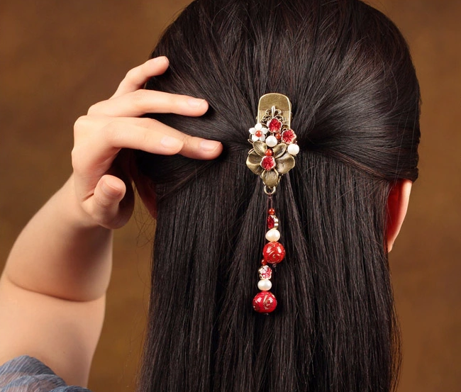 古典匠心啟航閱讀發(fā)夾琉璃吊墜頭飾