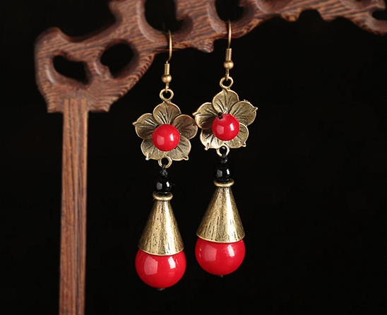 做舊古銅金屬花朵耳環(huán)匠心啟航閱讀首飾