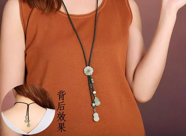 岫玉葫蘆吊墜簡約民族風項鏈首飾