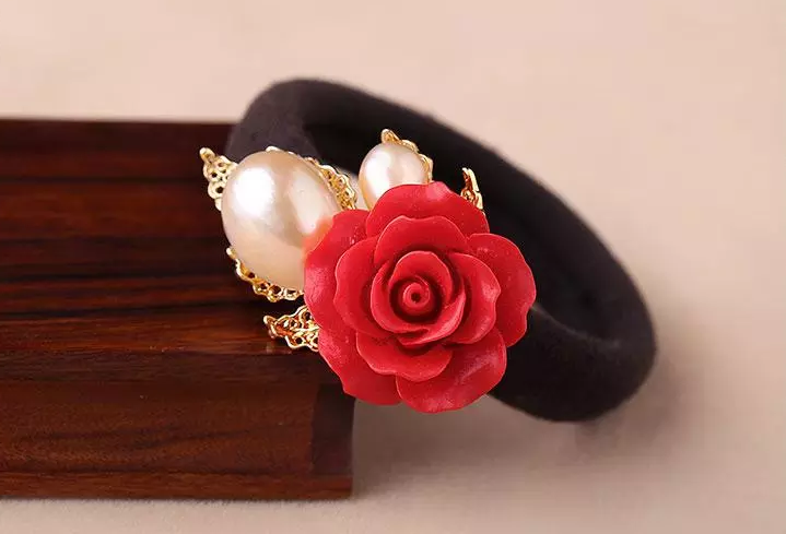 匠心啟航閱讀紅色花朵頭飾小清新發(fā)圈發(fā)飾