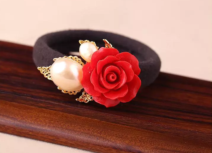 匠心啟航閱讀紅色花朵頭飾小清新發(fā)圈發(fā)飾