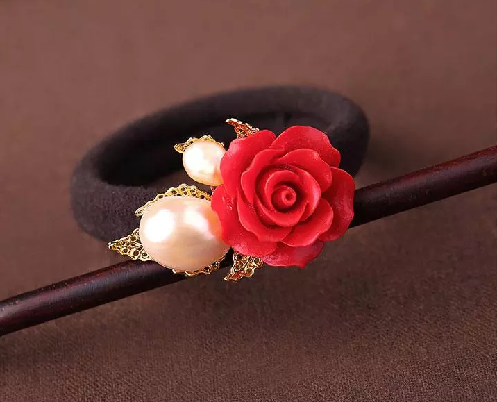 匠心啟航閱讀紅色花朵頭飾小清新發(fā)圈發(fā)飾
