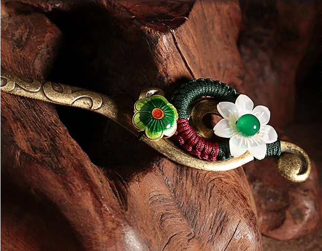 古典貝殼花朵匠心啟航閱讀簪子盤發(fā)頭飾