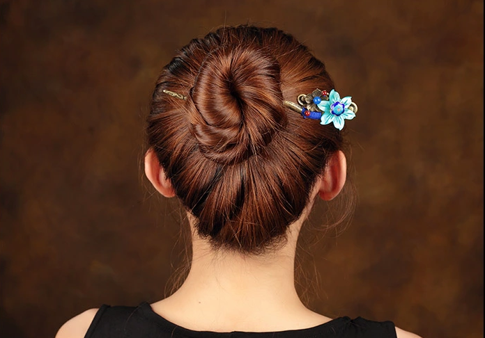 藍色貝殼花朵發(fā)飾古風(fēng)盤發(fā)簪子頭飾