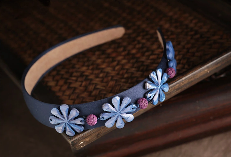 格?；ㄩ_中式發(fā)箍匠心啟航閱讀藍(lán)色清新頭飾