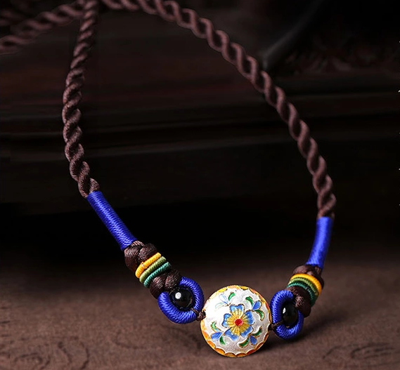 簡約景泰藍項鏈藍色鎖骨鏈復古首飾