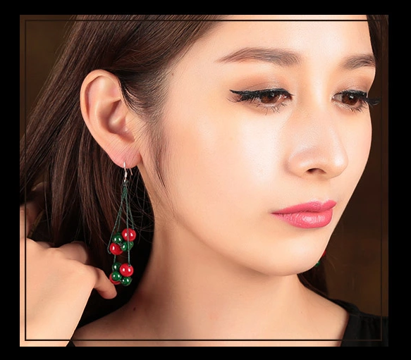 盛夏之果耳環(huán)，紅綠復(fù)古耳墜首飾