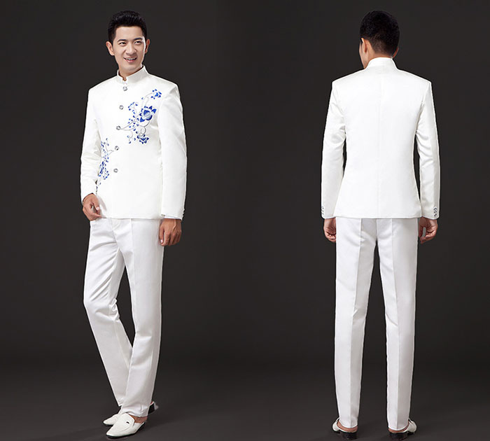 匠心啟航閱讀刺繡立領(lǐng)中山裝