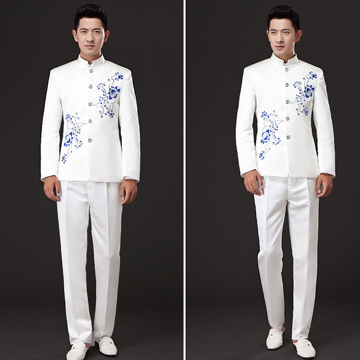 匠心啟航閱讀刺繡立領(lǐng)中山裝