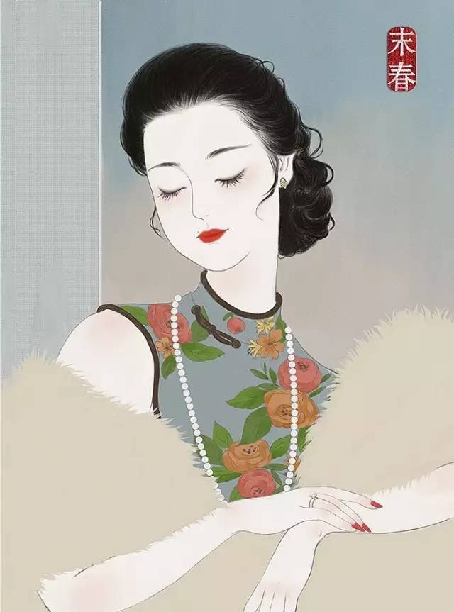 獨(dú)特中國(guó)美，最美插畫，膚如凝脂珠圓玉潤(rùn)民國(guó)