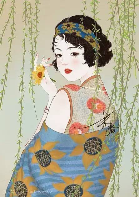 獨(dú)特中國(guó)美，最美插畫，膚如凝脂珠圓玉潤(rùn)民國(guó)