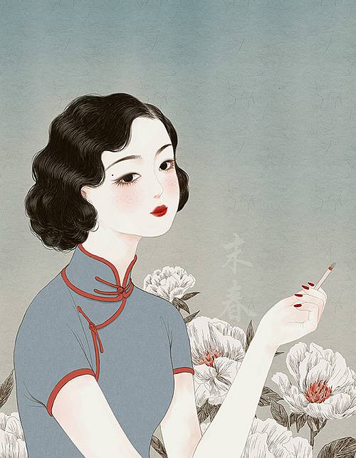 獨(dú)特中國美，最美插畫，膚如凝脂珠圓玉潤(rùn)民國