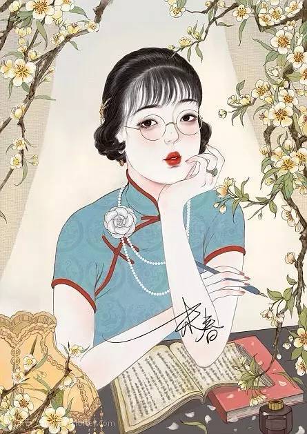 獨(dú)特中國(guó)美，最美插畫(huà)，膚如凝脂珠圓玉潤(rùn)民國(guó)