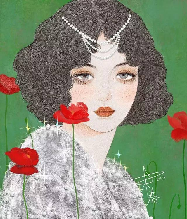 獨(dú)特中國美，最美插畫，膚如凝脂珠圓玉潤民國