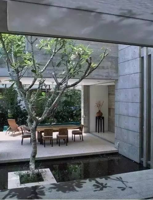 水泥墻樸素寂靜的美，庭院設計