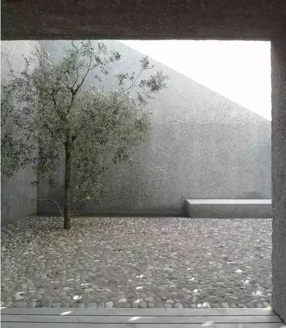 水泥墻樸素寂靜的美，庭院設(shè)計