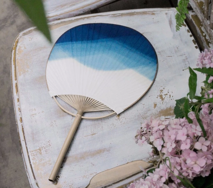 藍(lán)染匠心啟航閱讀團(tuán)扇，古風(fēng)古典中式手工扇子