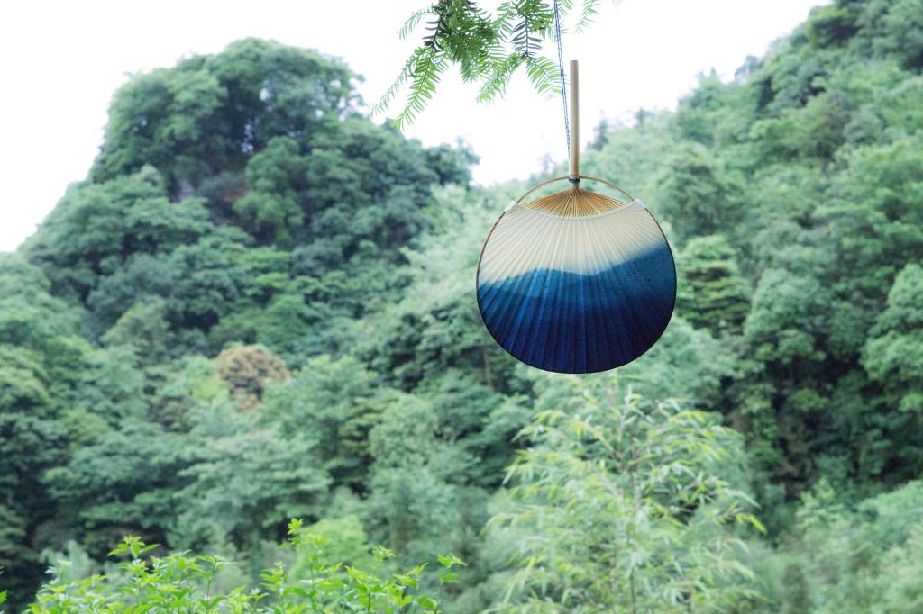 藍(lán)染匠心啟航閱讀團(tuán)扇，古風(fēng)古典中式手工扇子