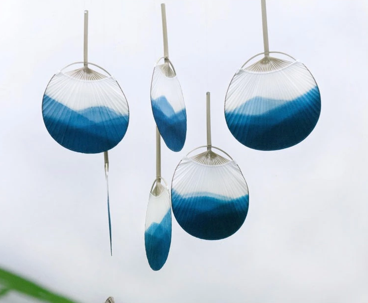 藍(lán)染匠心啟航閱讀團(tuán)扇，古風(fēng)古典中式手工扇子