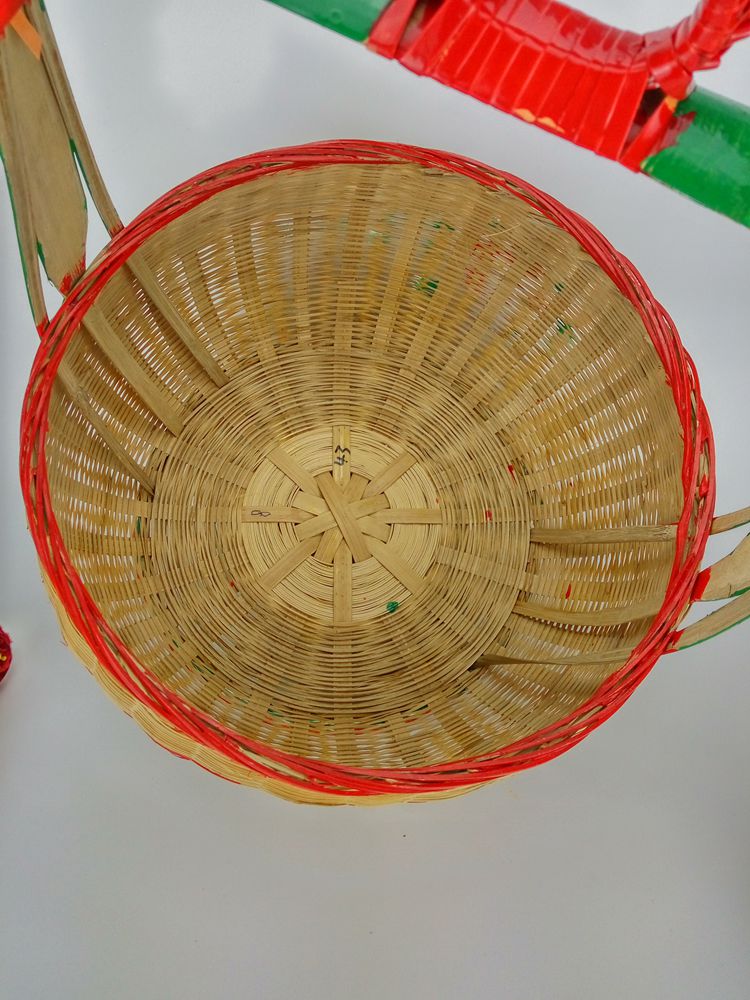 手工竹編竹籃，手繪彩繪禮品籃