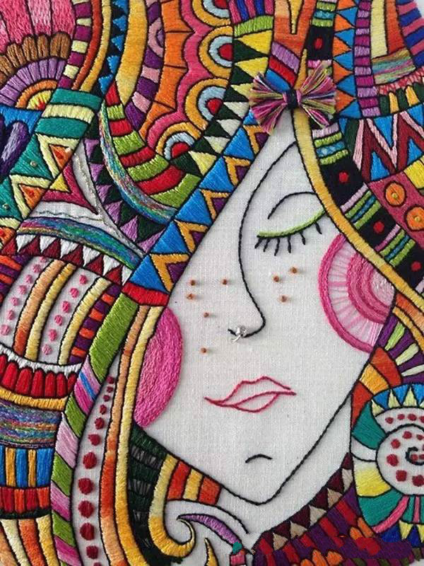 美的讓人無法呼吸，唯美刺繡圖案圖片