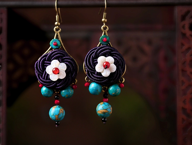 匠心啟航閱讀手工耳環(huán)民族風(fēng)編織耳環(huán)
