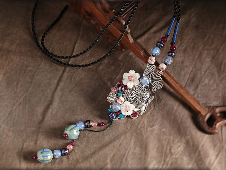 魚游四海靜聽花開，魚吊墜項(xiàng)鏈毛衣鏈