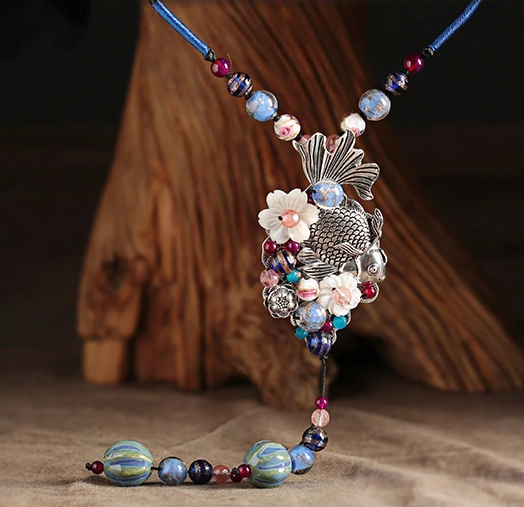 魚游四海靜聽花開，魚吊墜項(xiàng)鏈毛衣鏈