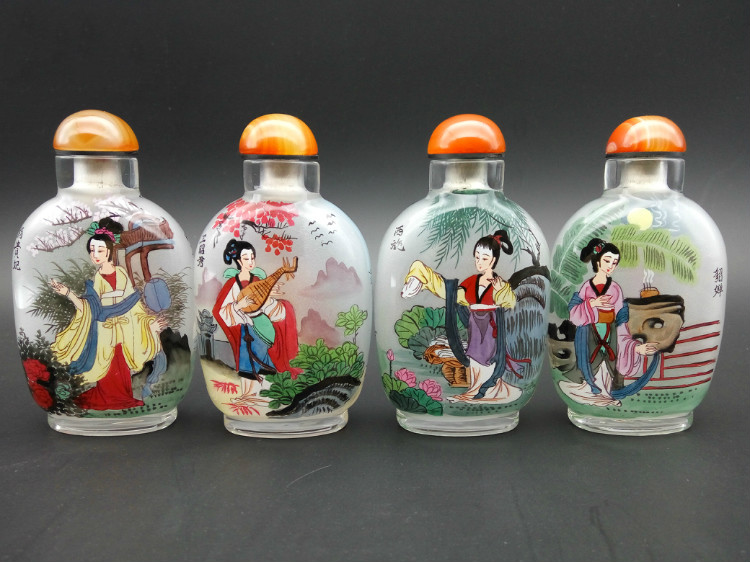 四大美女四件套純手工內畫鼻煙壺