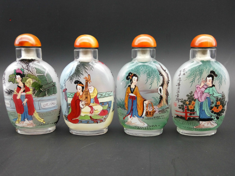 四大美女四件套純手工內畫鼻煙壺