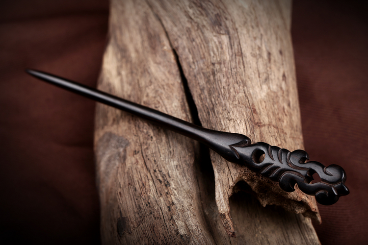 手工復(fù)古典匠心啟航閱讀黑檀木發(fā)簪木質(zhì)簪子