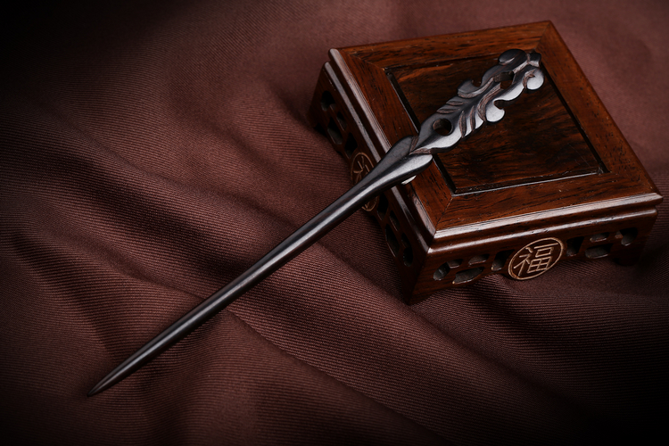 手工復(fù)古典匠心啟航閱讀黑檀木發(fā)簪木質(zhì)簪子