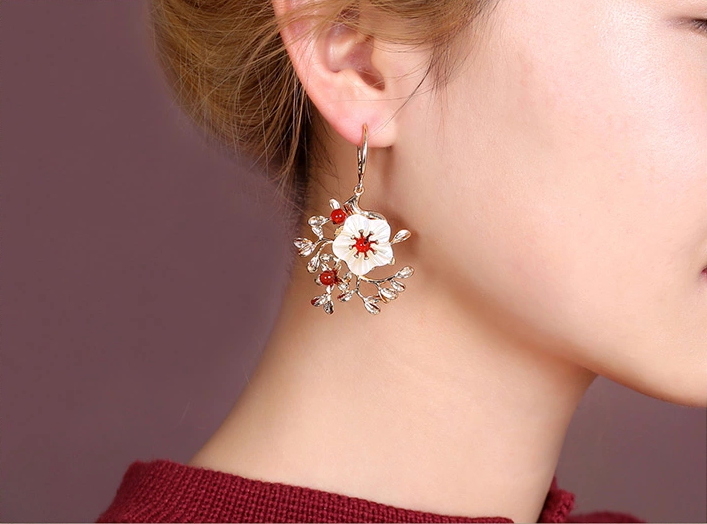 匠心啟航閱讀復古氣質(zhì)花朵耳墜耳環(huán)飾品