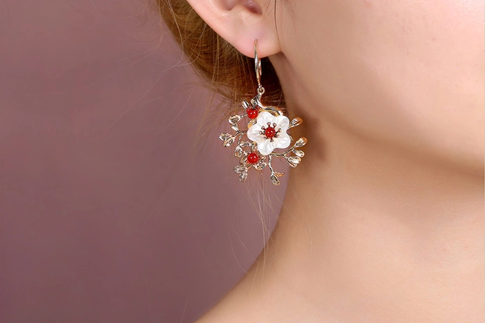 匠心啟航閱讀復古氣質(zhì)花朵耳墜耳環(huán)飾品