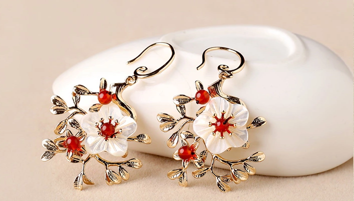 匠心啟航閱讀復古氣質(zhì)花朵耳墜耳環(huán)飾品