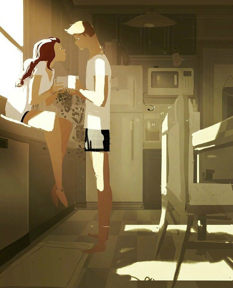 兩個(gè)人的時(shí)光，唯美插畫(huà)