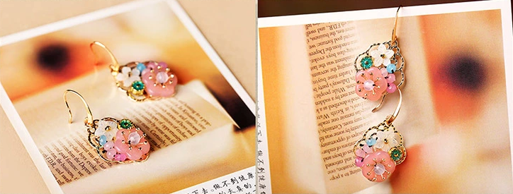 匠心啟航閱讀甜美少女粉色花朵氣質(zhì)耳環(huán)