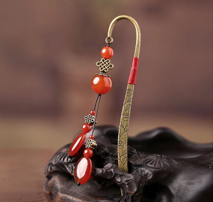 薦古典匠心啟航閱讀紅瑪瑙流蘇書簽