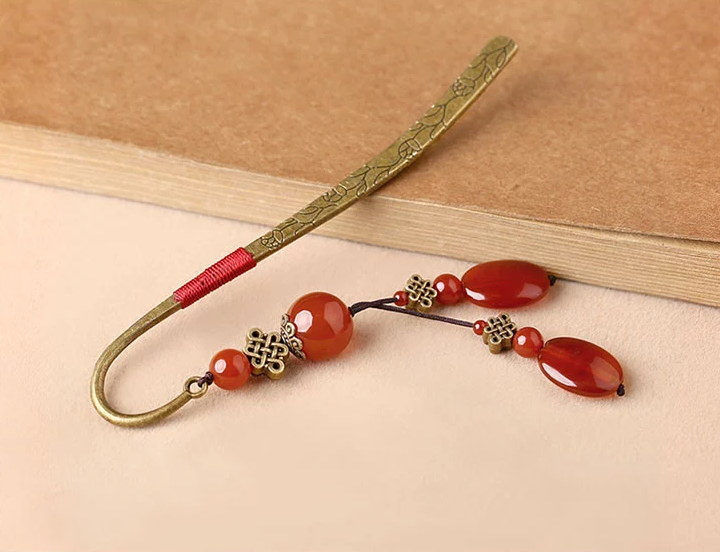 薦古典匠心啟航閱讀紅瑪瑙流蘇書簽